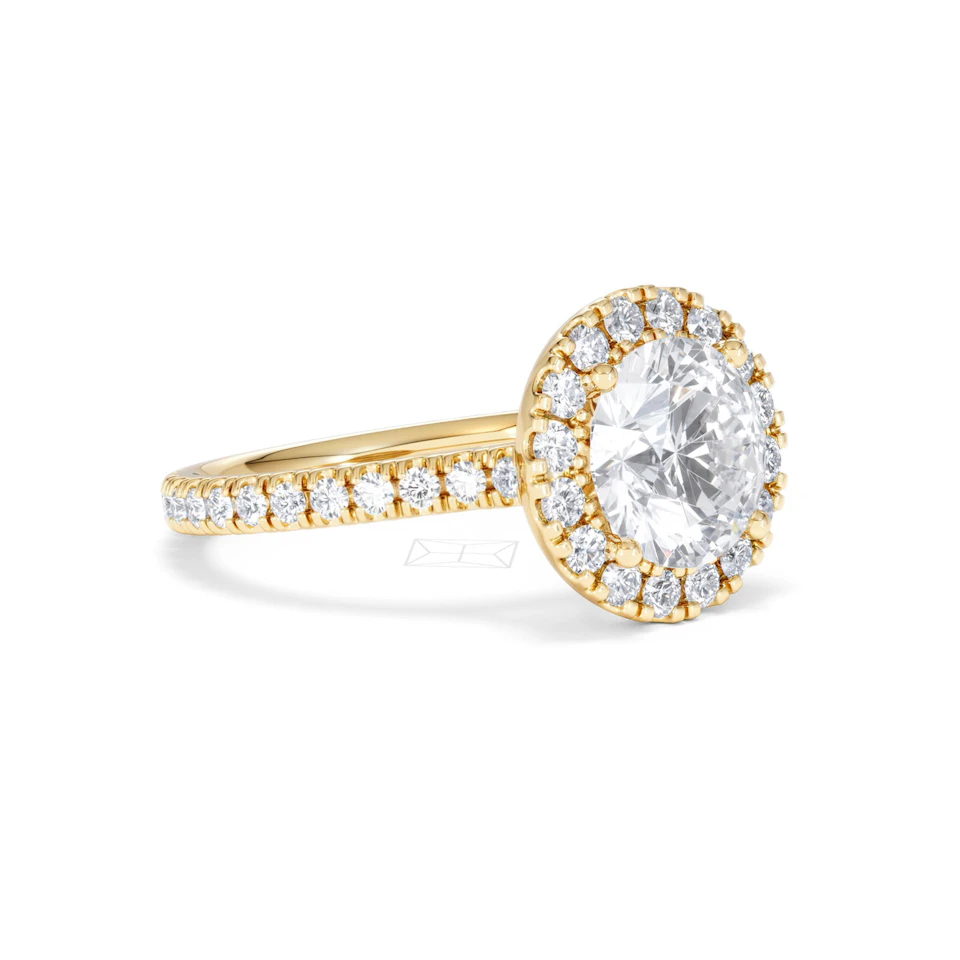 2.80ct Reina Lab Diamond Halo Engagement Ring in 18K Gold F/VS1
