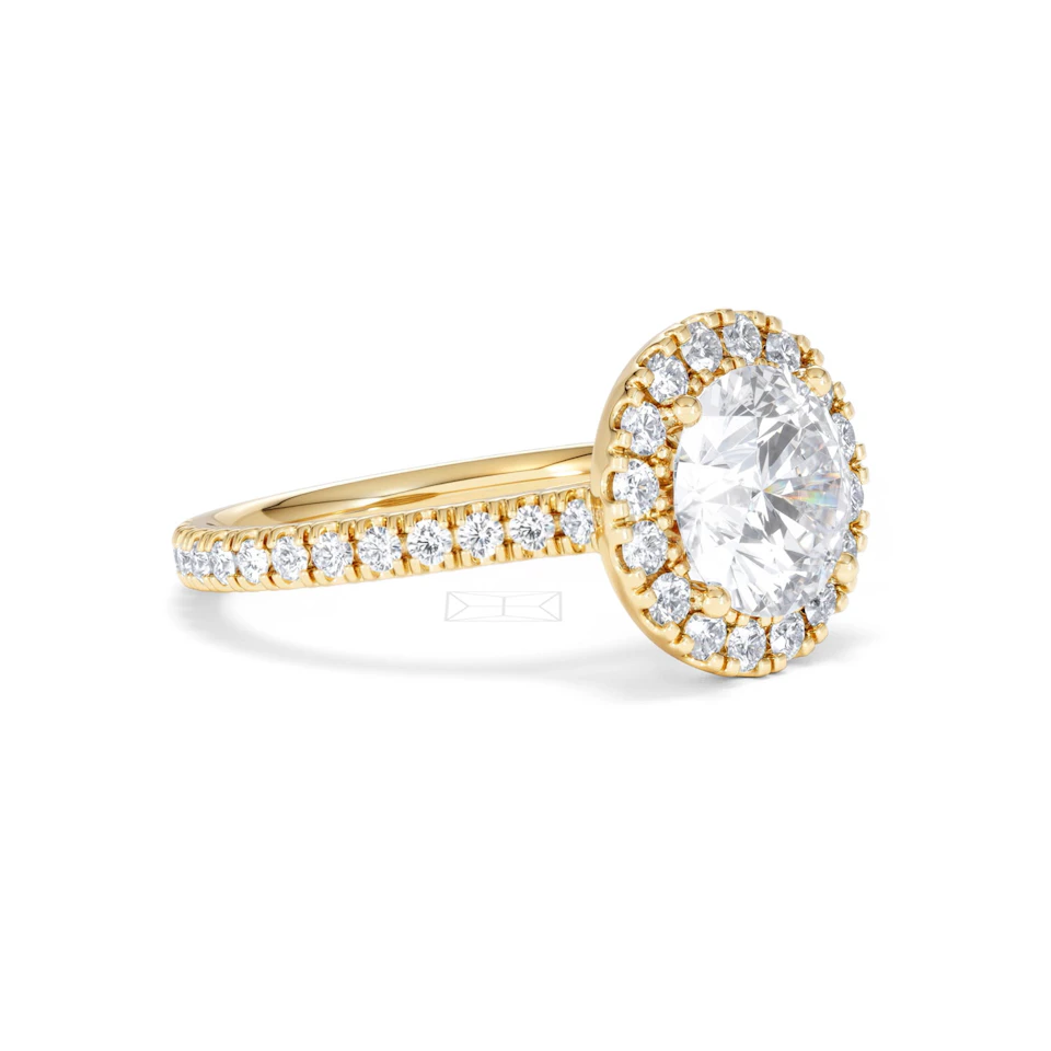 2.80ct Reina Lab Diamond Halo Engagement Ring in 18K Gold F/VS1