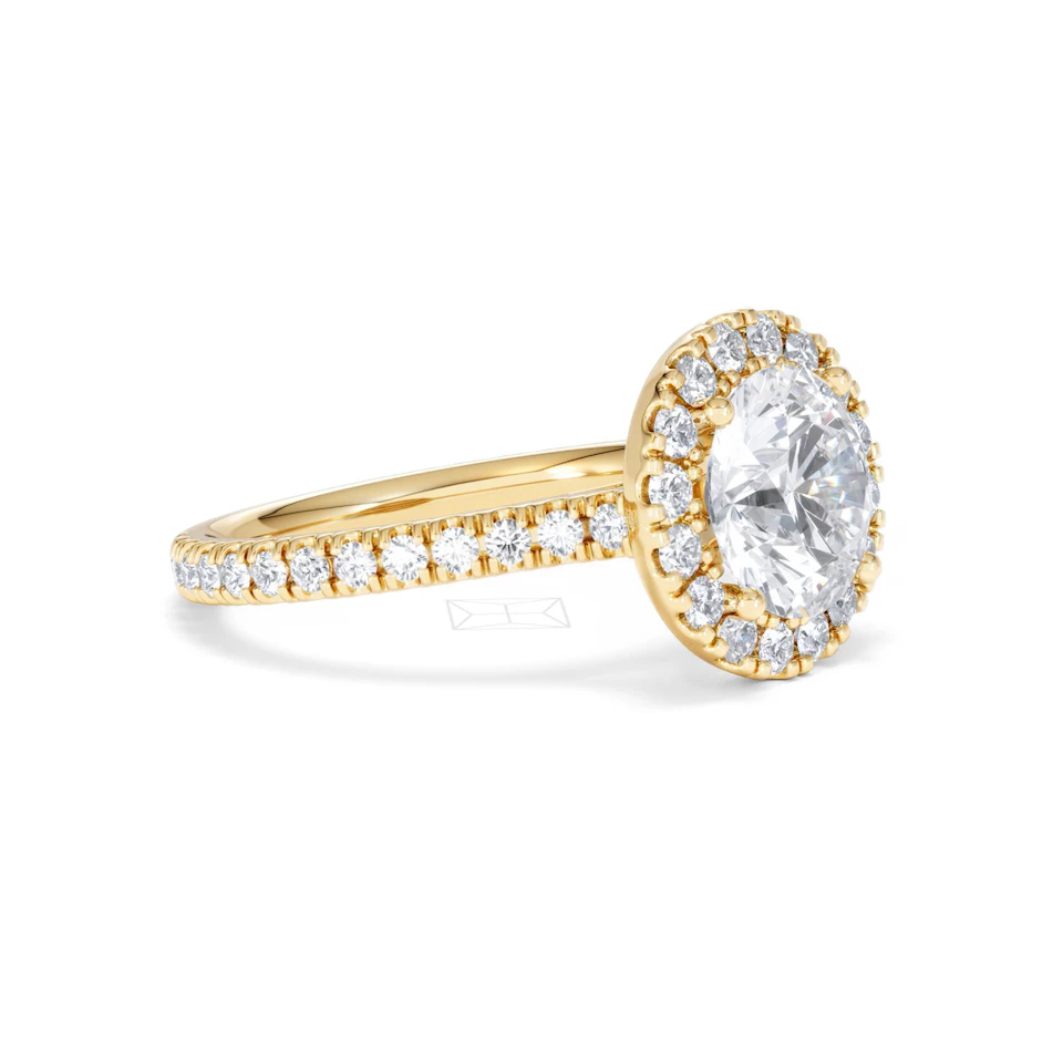 2.80ct Reina Lab Diamond Halo Engagement Ring in 18K Gold F/VS1