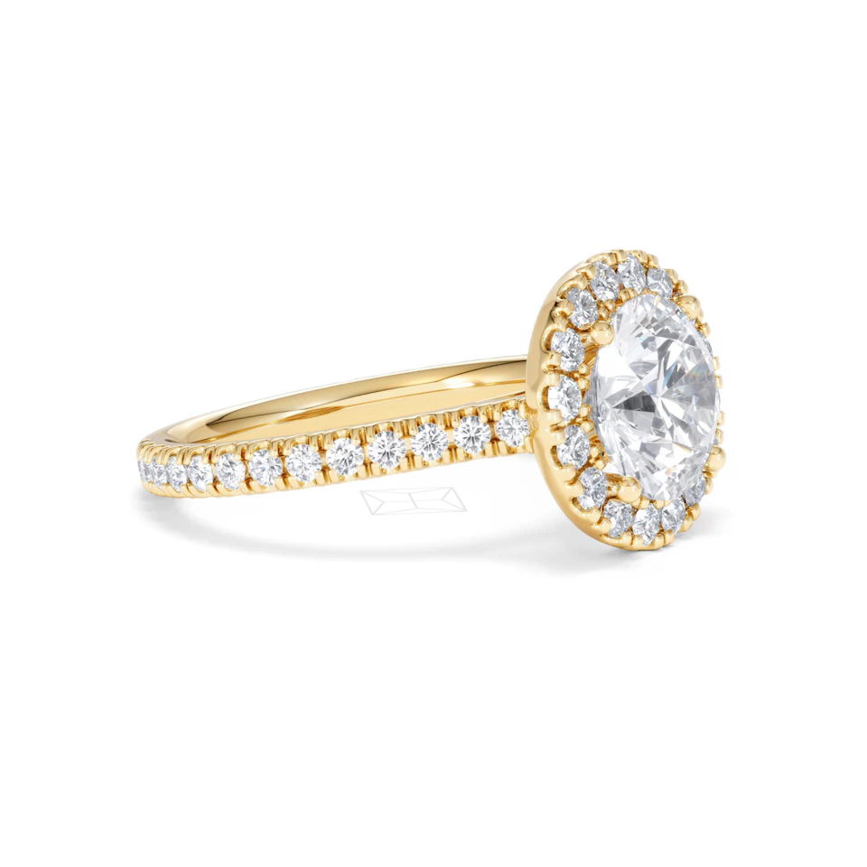 2.80ct Reina Lab Diamond Halo Engagement Ring in 18K Gold F/VS1