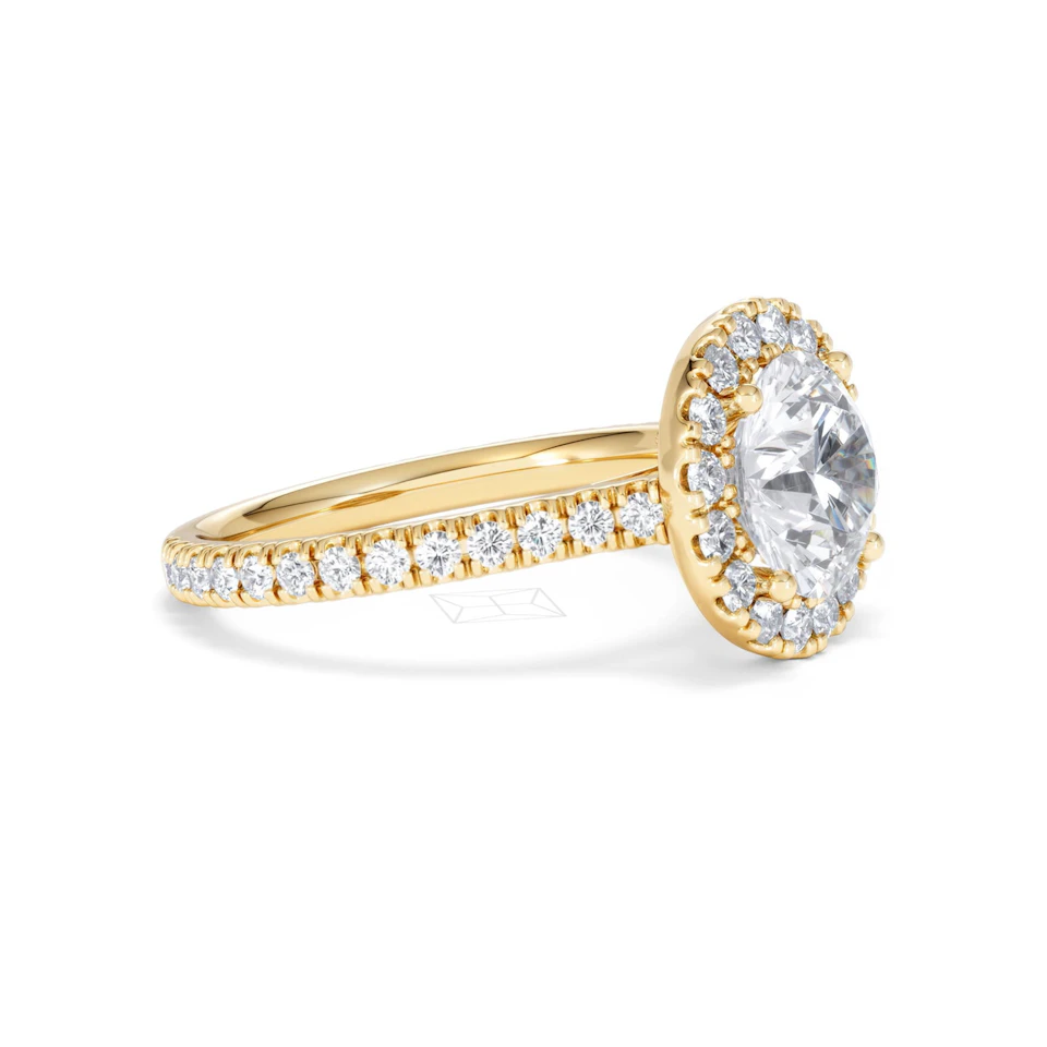 2.80ct Reina Lab Diamond Halo Engagement Ring in 18K Gold F/VS1