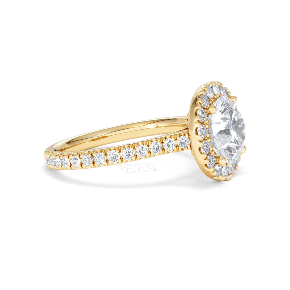 2.80ct Reina Lab Diamond Halo Engagement Ring in 18K Gold F/VS1
