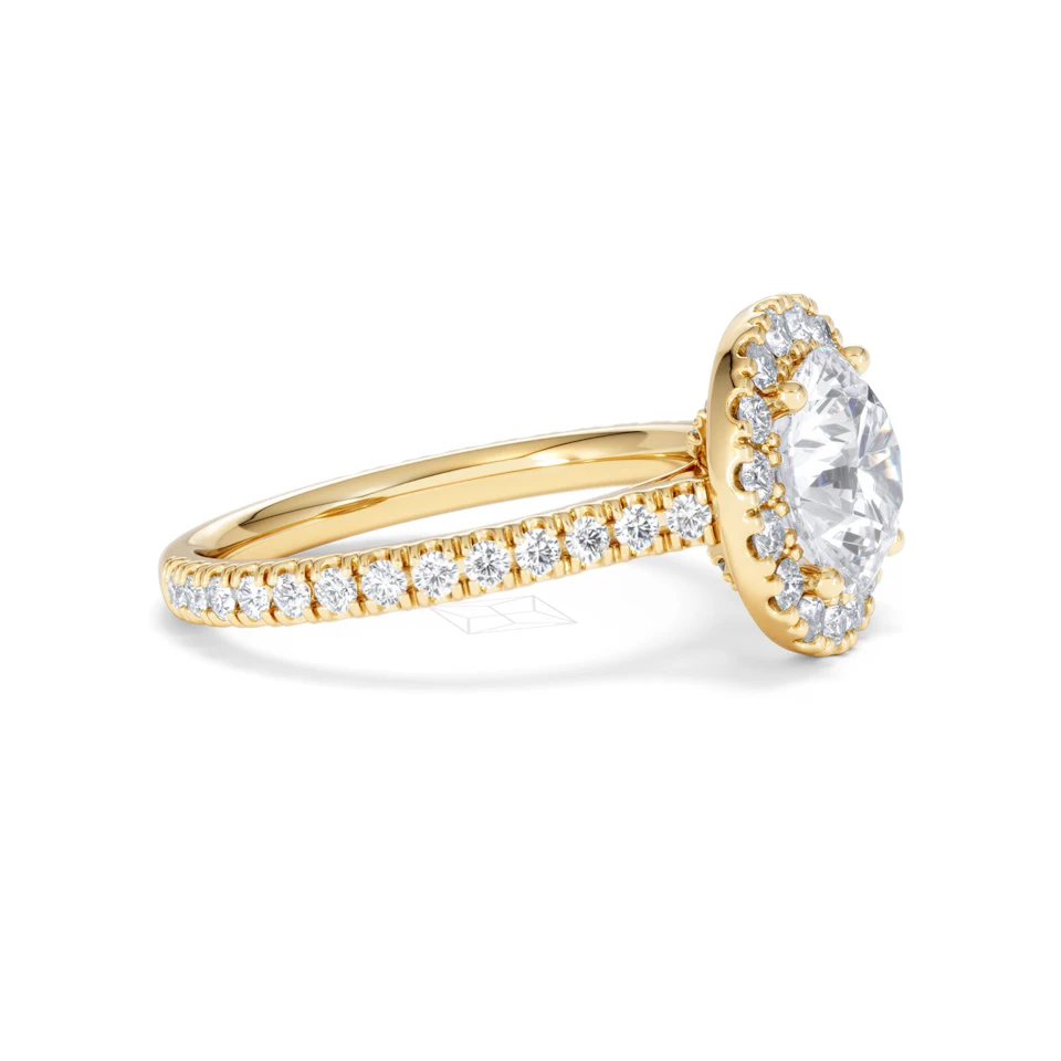 2.80ct Reina Lab Diamond Halo Engagement Ring in 18K Gold F/VS1