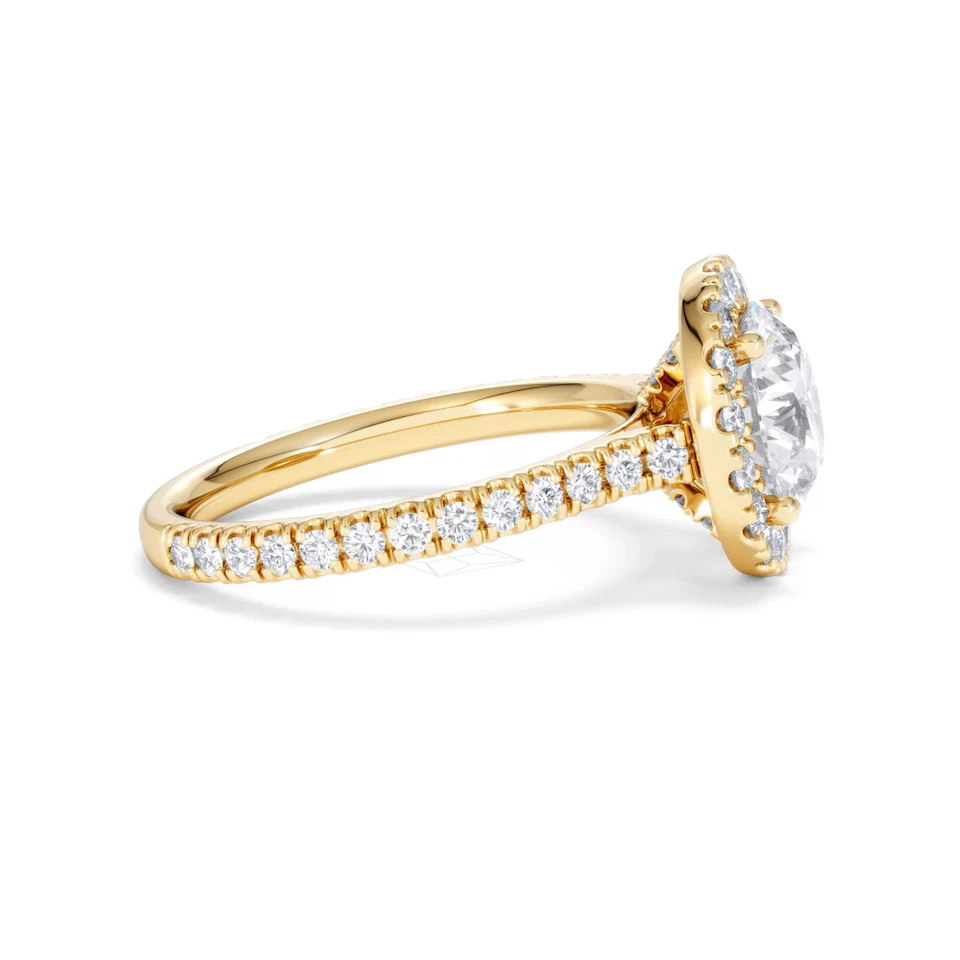 2.80ct Reina Lab Diamond Halo Engagement Ring in 18K Gold F/VS1
