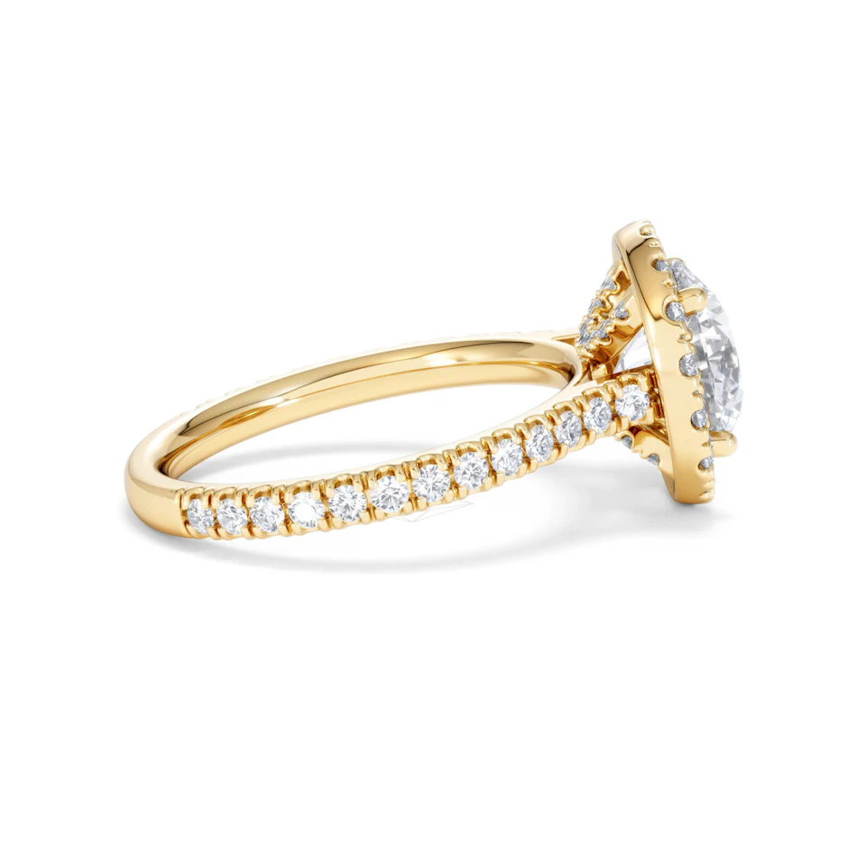 2.80ct Reina Lab Diamond Halo Engagement Ring in 18K Gold F/VS1