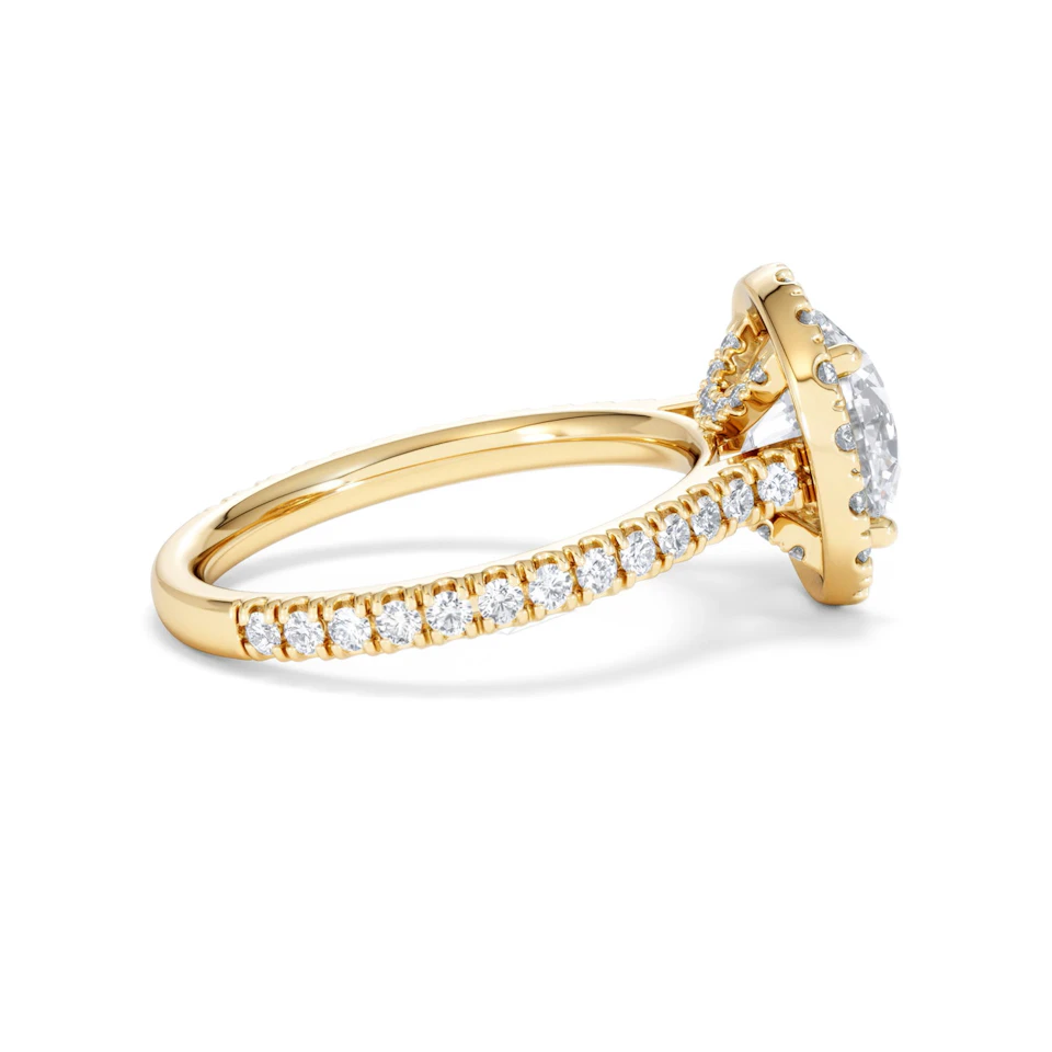 2.80ct Reina Lab Diamond Halo Engagement Ring in 18K Gold F/VS1