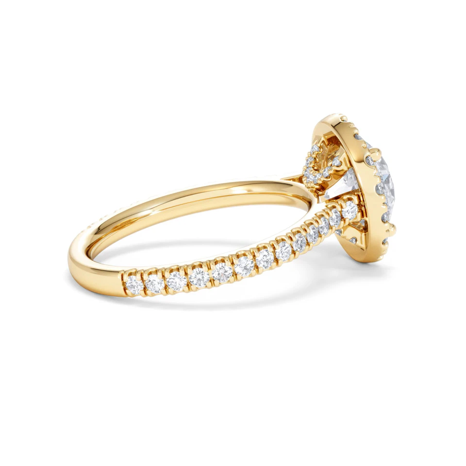 2.80ct Reina Lab Diamond Halo Engagement Ring in 18K Gold F/VS1