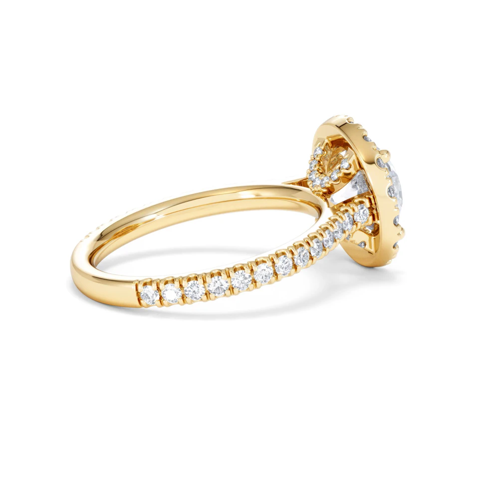 2.80ct Reina Lab Diamond Halo Engagement Ring in 18K Gold F/VS1