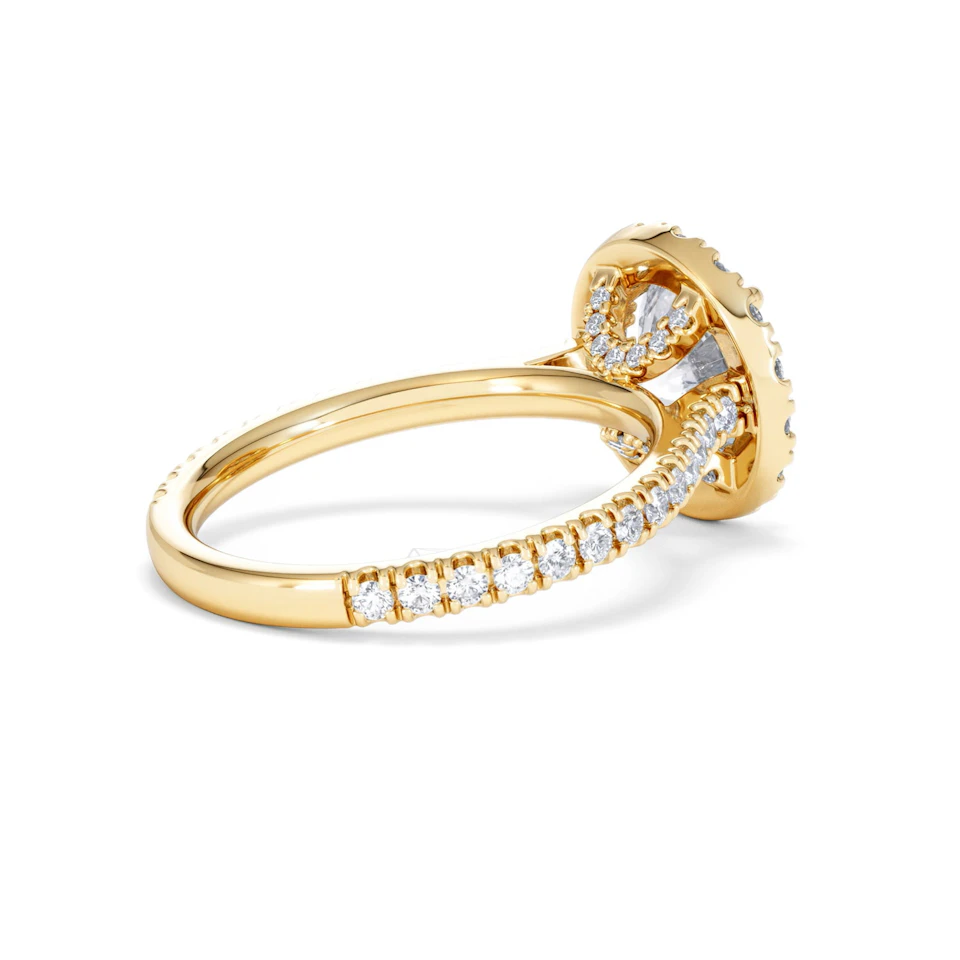 2.80ct Reina Lab Diamond Halo Engagement Ring in 18K Gold F/VS1