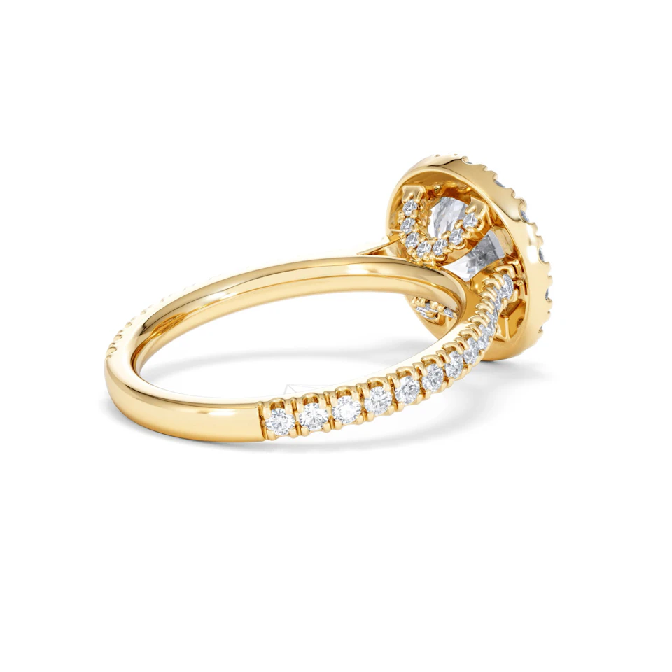 2.80ct Reina Lab Diamond Halo Engagement Ring in 18K Gold F/VS1