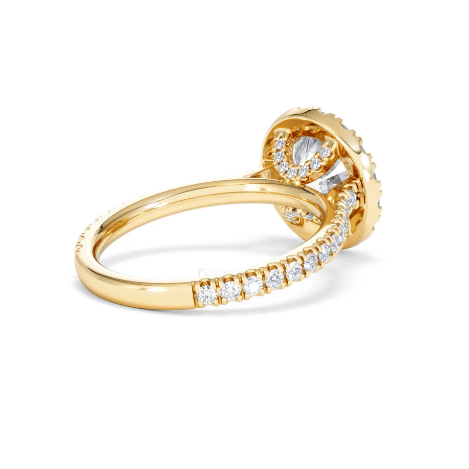 2.80ct Reina Lab Diamond Halo Engagement Ring in 18K Gold F/VS1