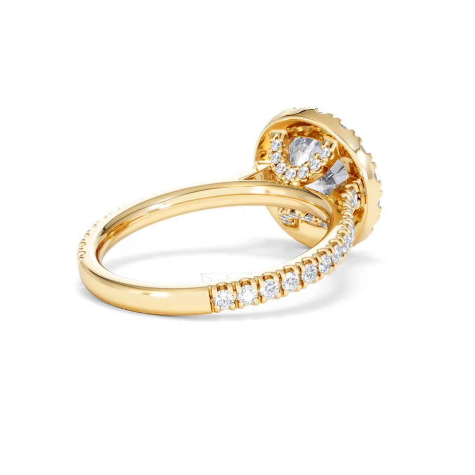 2.80ct Reina Lab Diamond Halo Engagement Ring in 18K Gold F/VS1