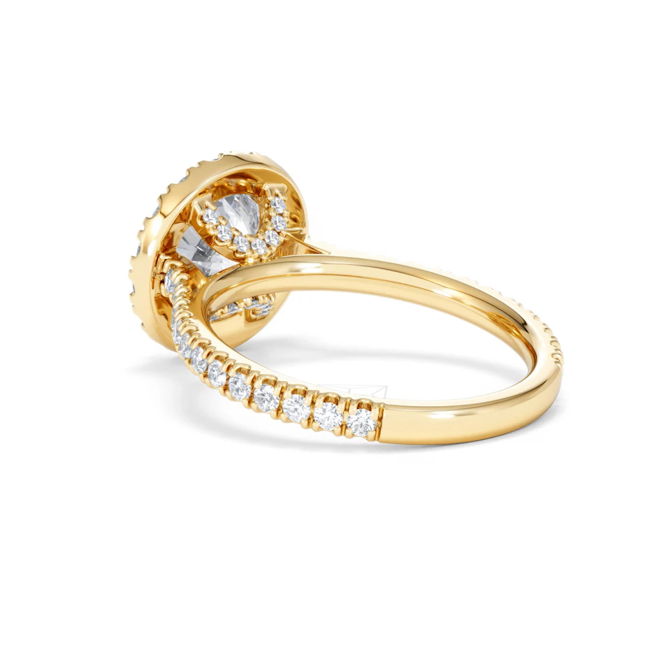 2.80ct Reina Lab Diamond Halo Engagement Ring in 18K Gold F/VS1