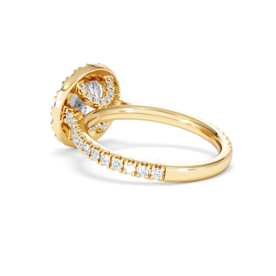 2.80ct Reina Lab Diamond Halo Engagement Ring in 18K Gold F/VS1