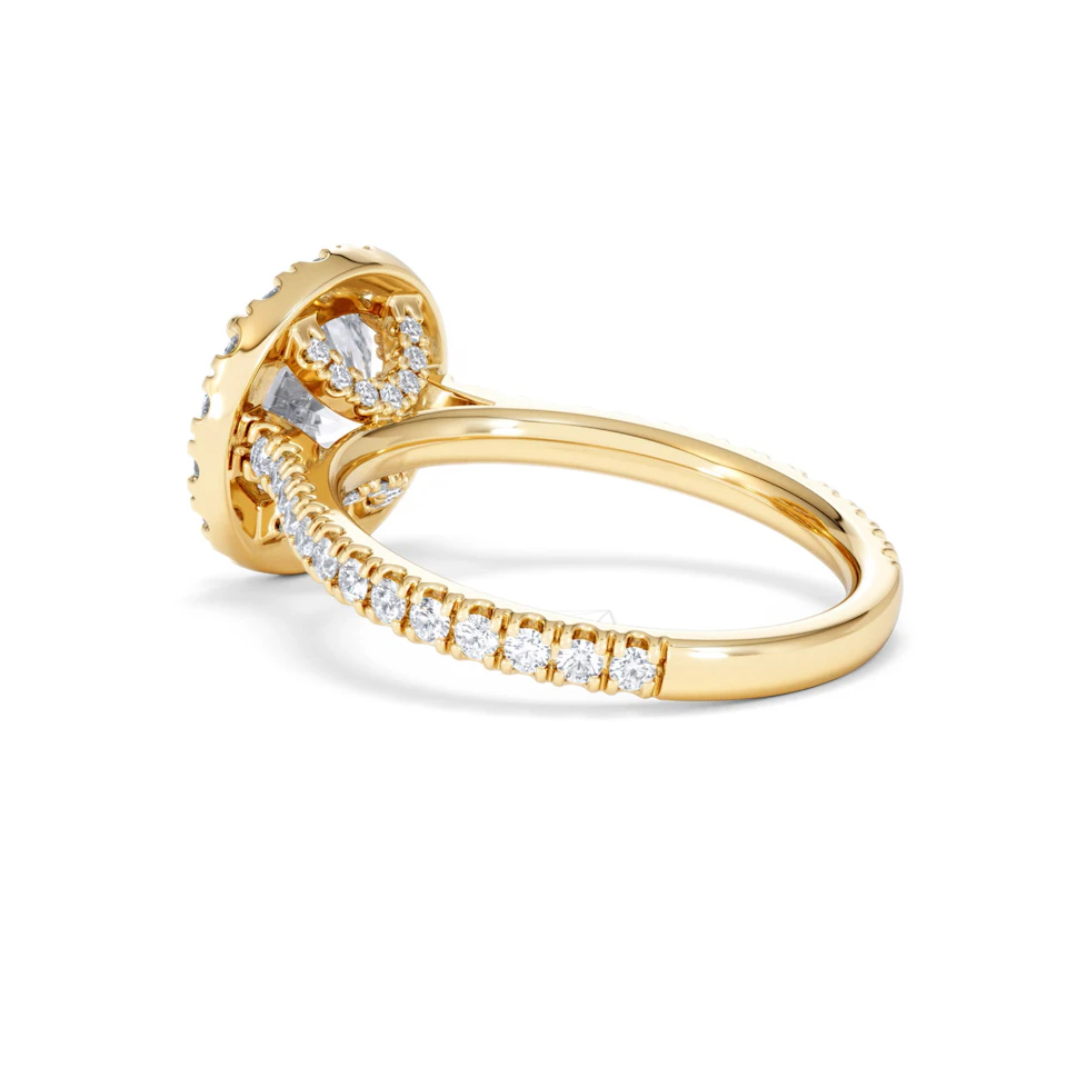 2.80ct Reina Lab Diamond Halo Engagement Ring in 18K Gold F/VS1