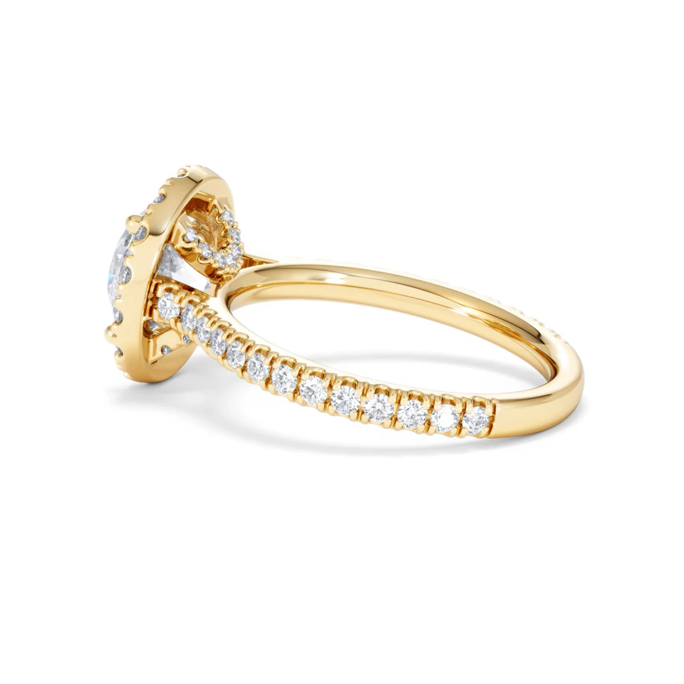 2.80ct Reina Lab Diamond Halo Engagement Ring in 18K Gold F/VS1