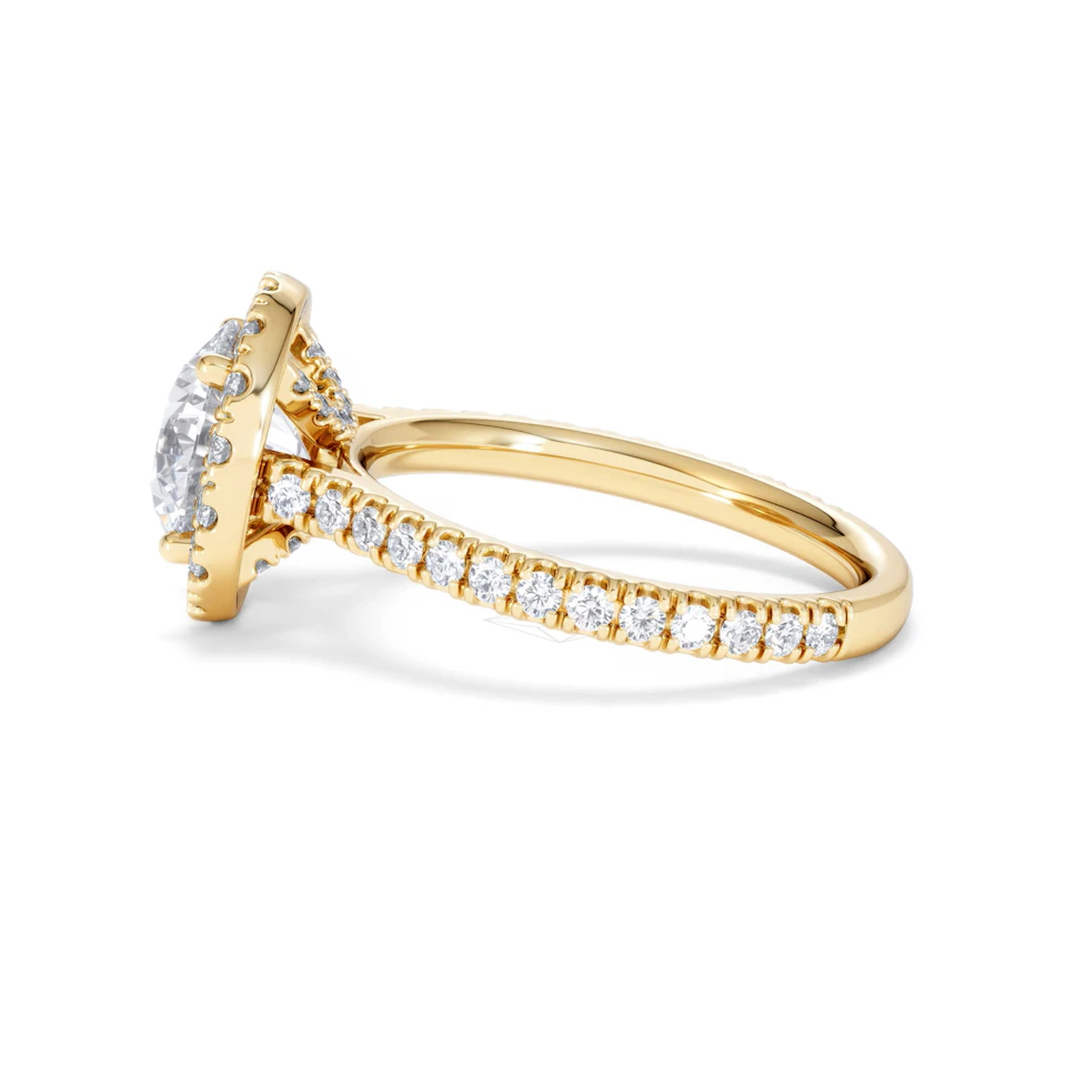 2.80ct Reina Lab Diamond Halo Engagement Ring in 18K Gold F/VS1