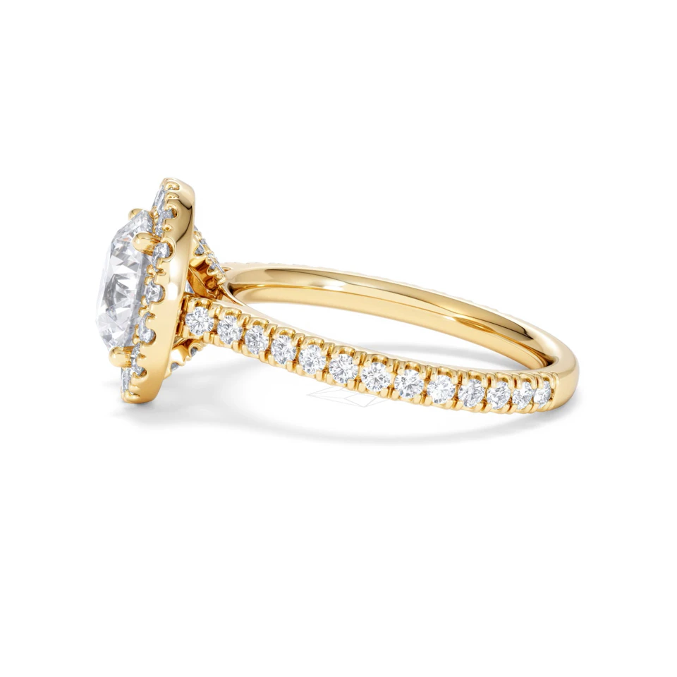 2.80ct Reina Lab Diamond Halo Engagement Ring in 18K Gold F/VS1