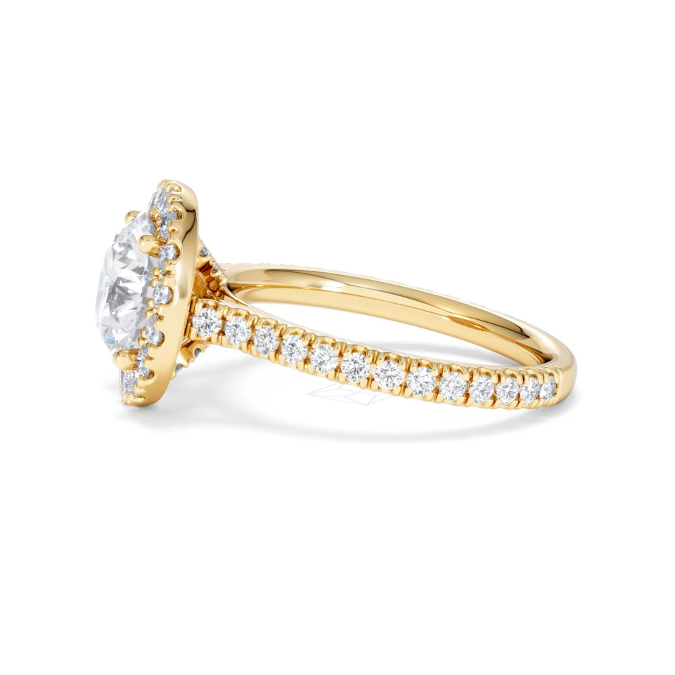 2.80ct Reina Lab Diamond Halo Engagement Ring in 18K Gold F/VS1
