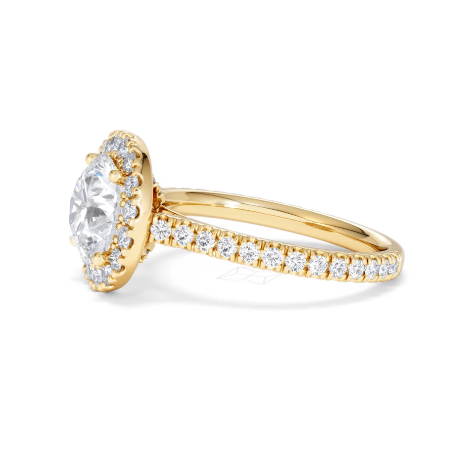 2.80ct Reina Lab Diamond Halo Engagement Ring in 18K Gold F/VS1