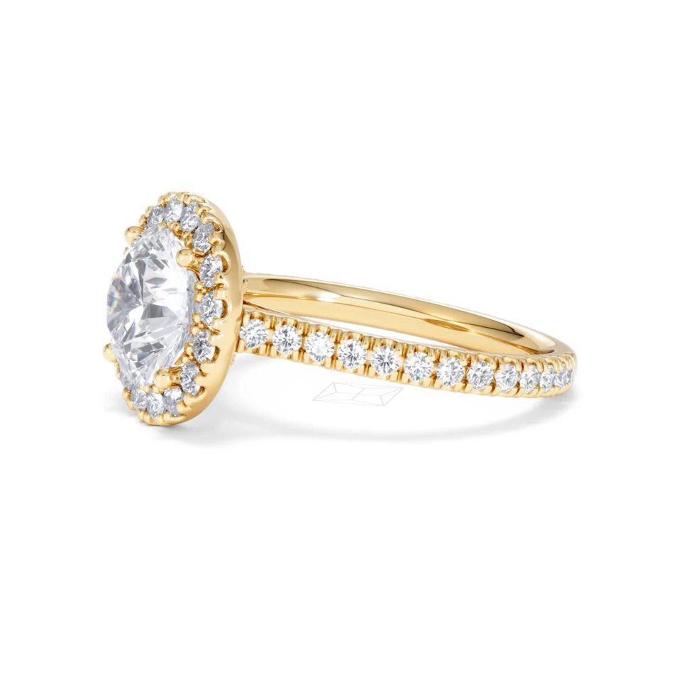 2.80ct Reina Lab Diamond Halo Engagement Ring in 18K Gold F/VS1