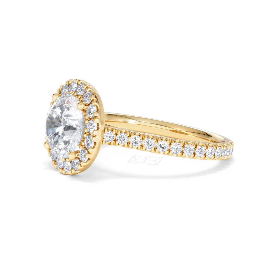 2.80ct Reina Lab Diamond Halo Engagement Ring in 18K Gold F/VS1