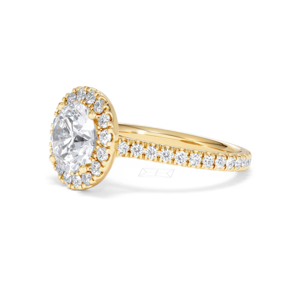2.80ct Reina Lab Diamond Halo Engagement Ring in 18K Gold F/VS1