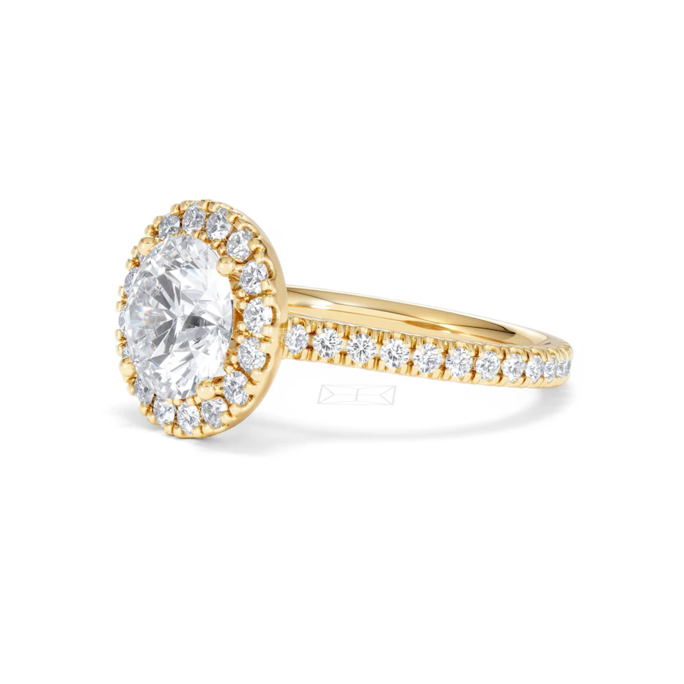 2.80ct Reina Lab Diamond Halo Engagement Ring in 18K Gold F/VS1