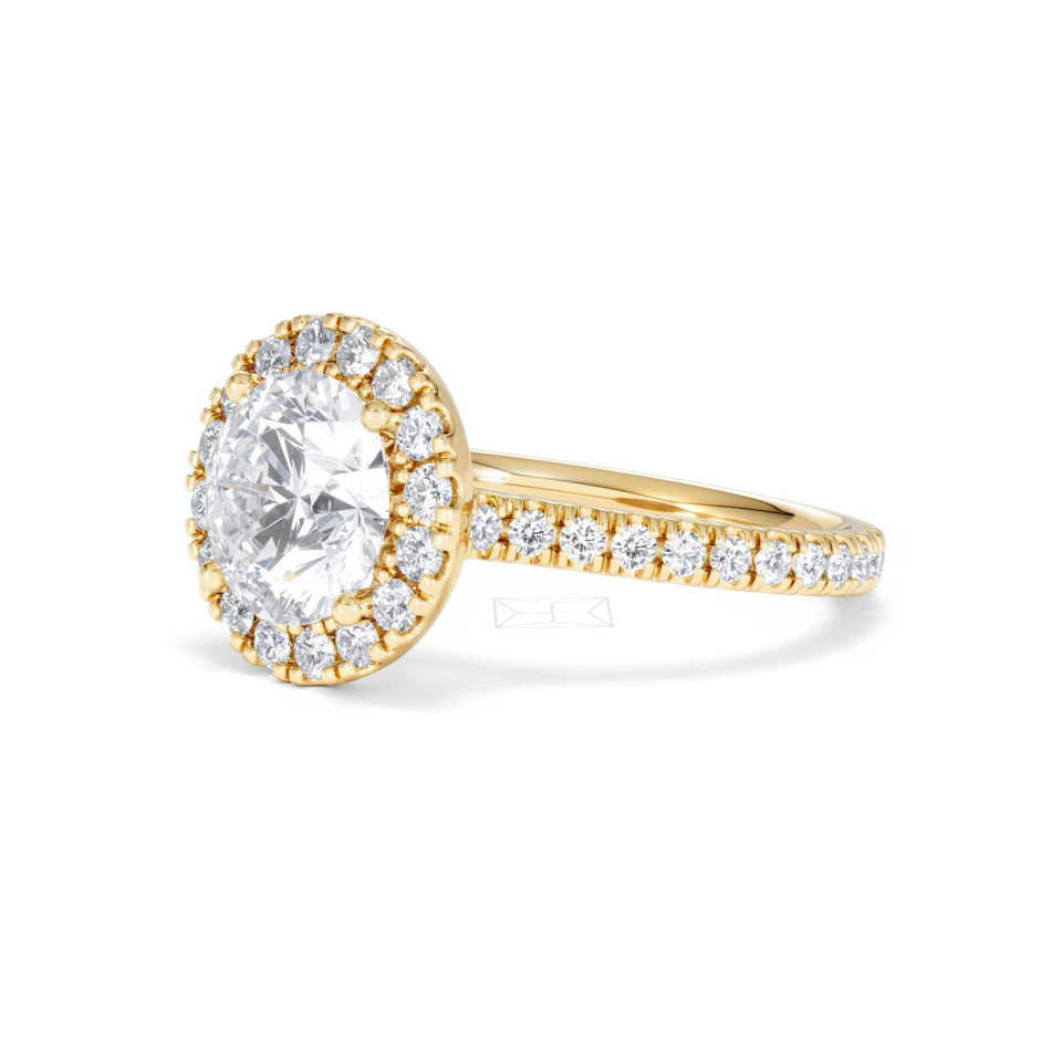 2.80ct Reina Lab Diamond Halo Engagement Ring in 18K Gold F/VS1