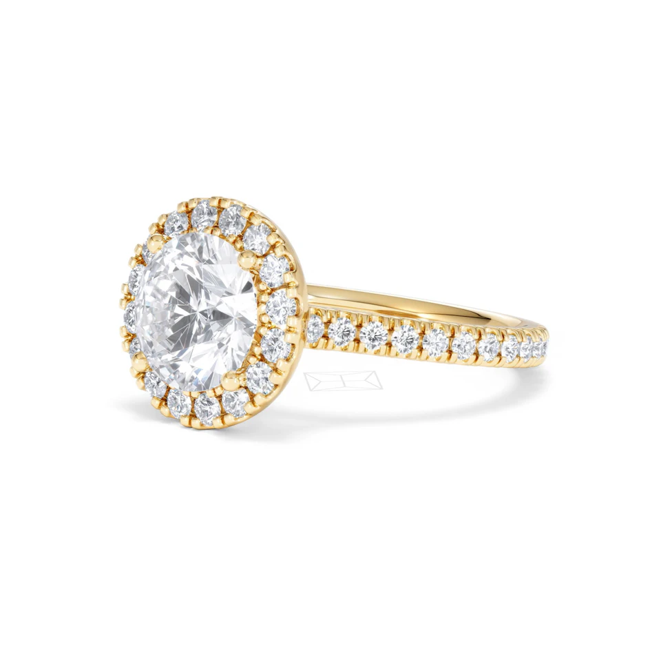 2.80ct Reina Lab Diamond Halo Engagement Ring in 18K Gold F/VS1