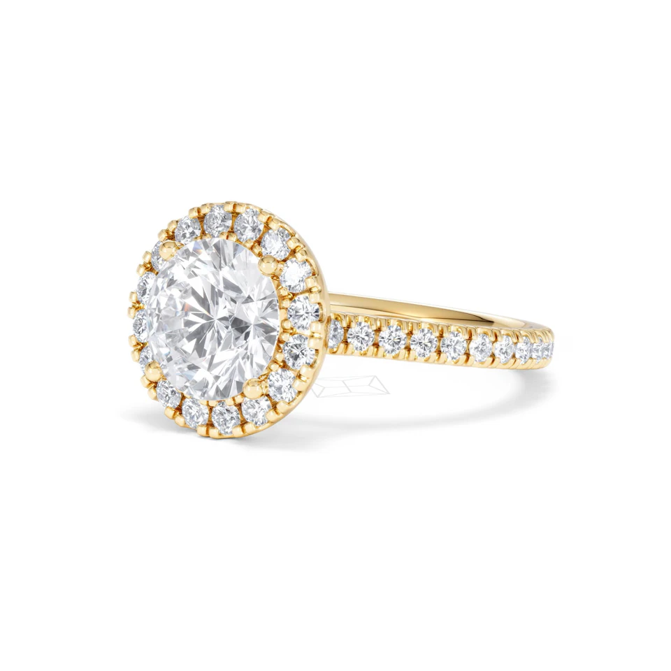 2.80ct Reina Lab Diamond Halo Engagement Ring in 18K Gold F/VS1