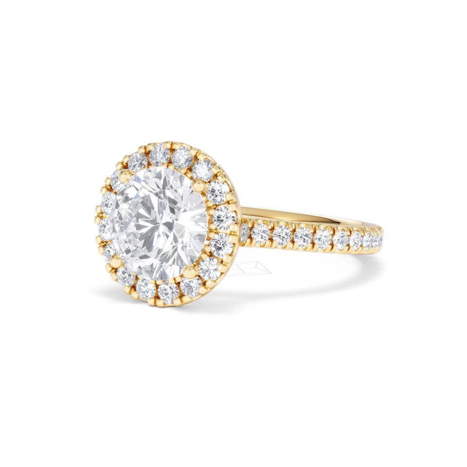 2.80ct Reina Lab Diamond Halo Engagement Ring in 18K Gold F/VS1