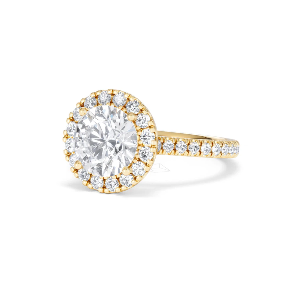 2.80ct Reina Lab Diamond Halo Engagement Ring in 18K Gold F/VS1