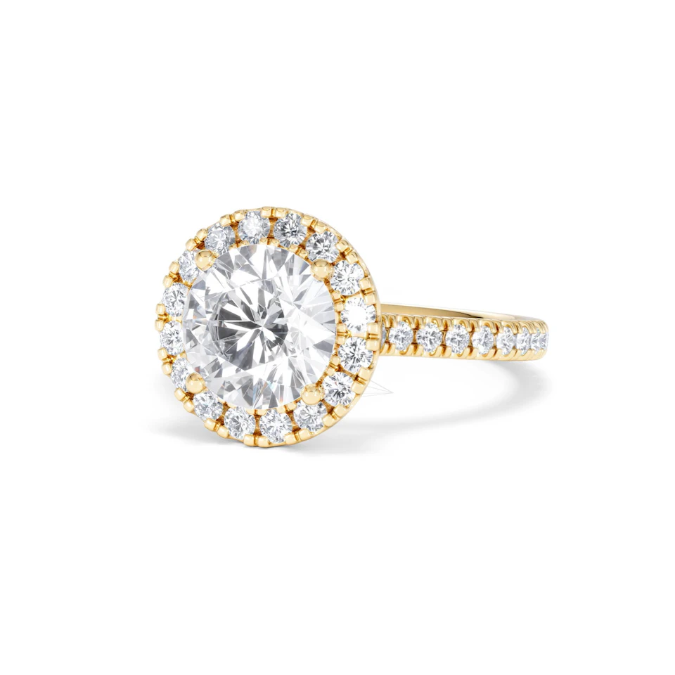 2.80ct Reina Lab Diamond Halo Engagement Ring in 18K Gold F/VS1