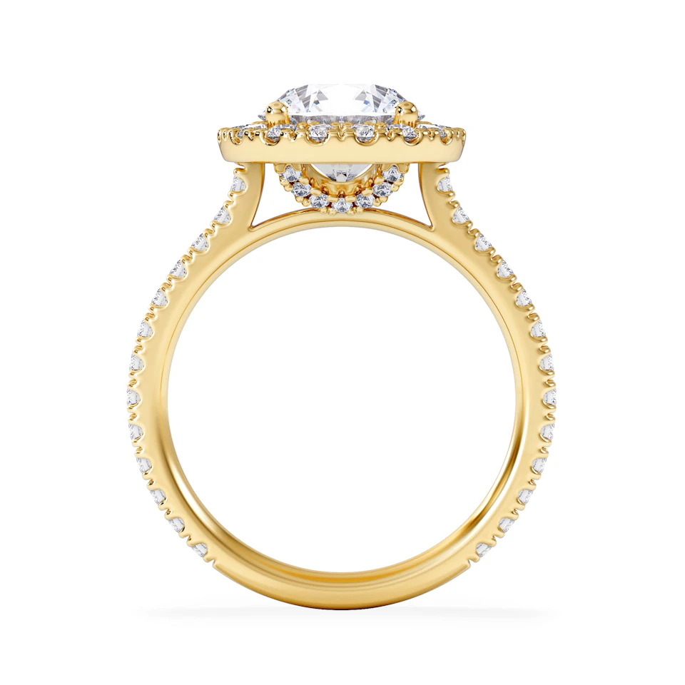2.80ct Reina Lab Diamond Halo Engagement Ring in 18K Gold F/VS1