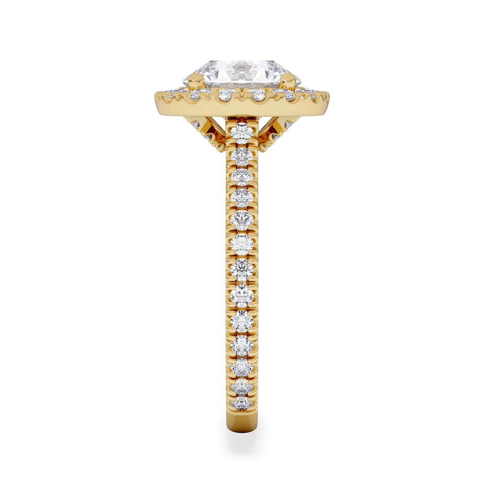2.80ct Reina Lab Diamond Halo Engagement Ring in 18K Gold F/VS1