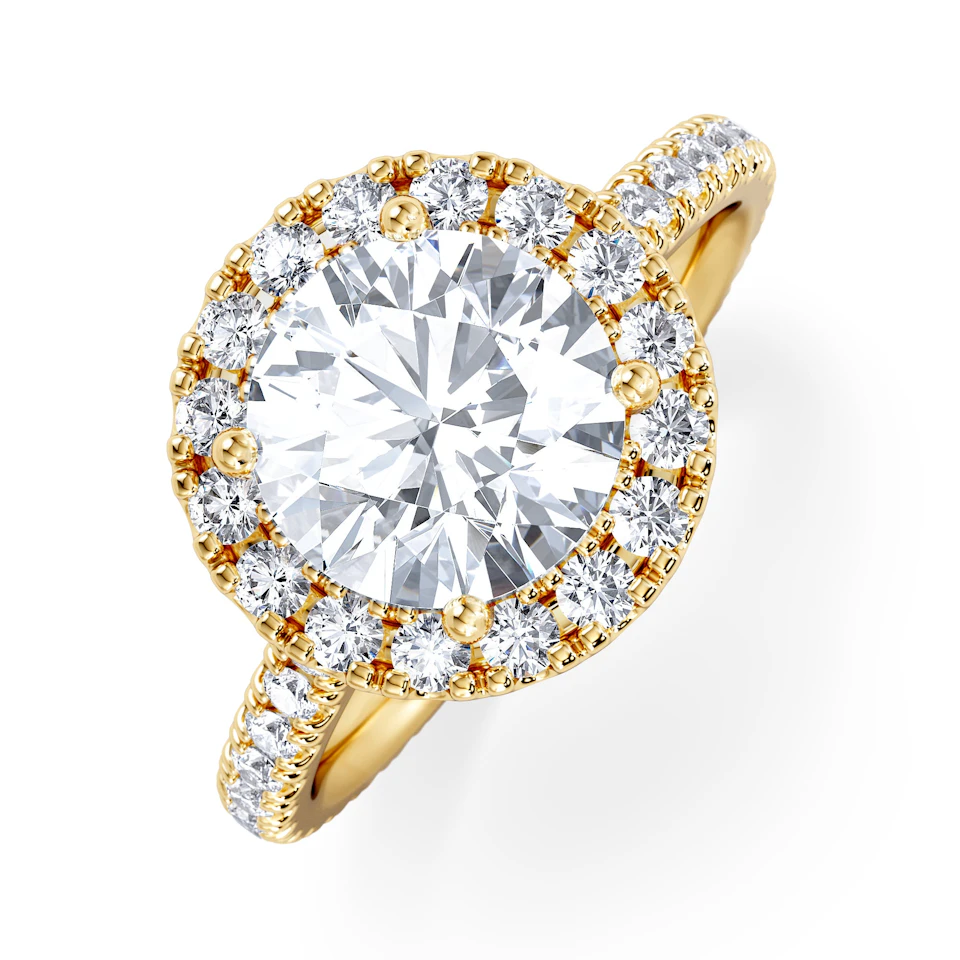 2.80ct Reina Lab Diamond Halo Engagement Ring in 18K Gold F/VS1