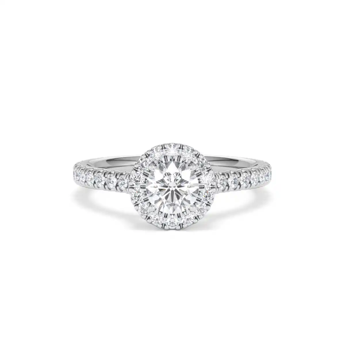 Reina Lab Diamond Halo Engagement Ring in 18K White Gold 1.10ct F/VS1
