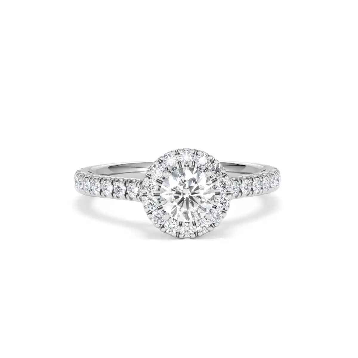 Reina Lab Diamond Halo Engagement Ring in 18K White Gold 1.10ct F/VS1