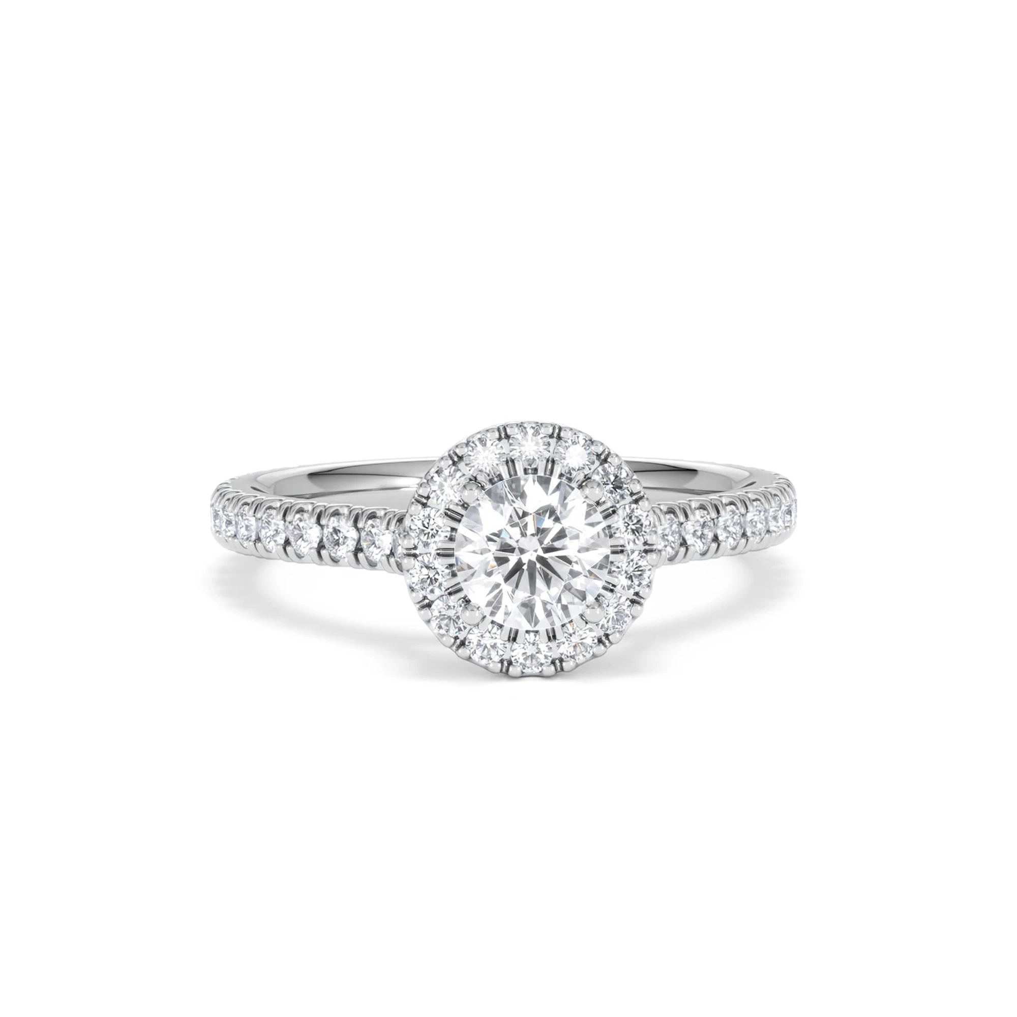 Reina Lab Diamond Halo Engagement Ring in 18K White Gold 1.10ct F/VS1