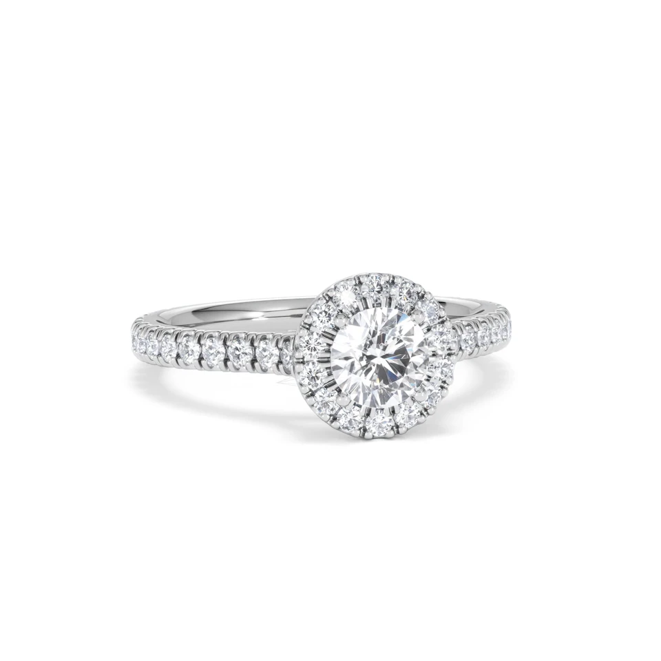 Reina Diamond Halo Engagement Ring in 18K White Gold 1.10ct G/SI2