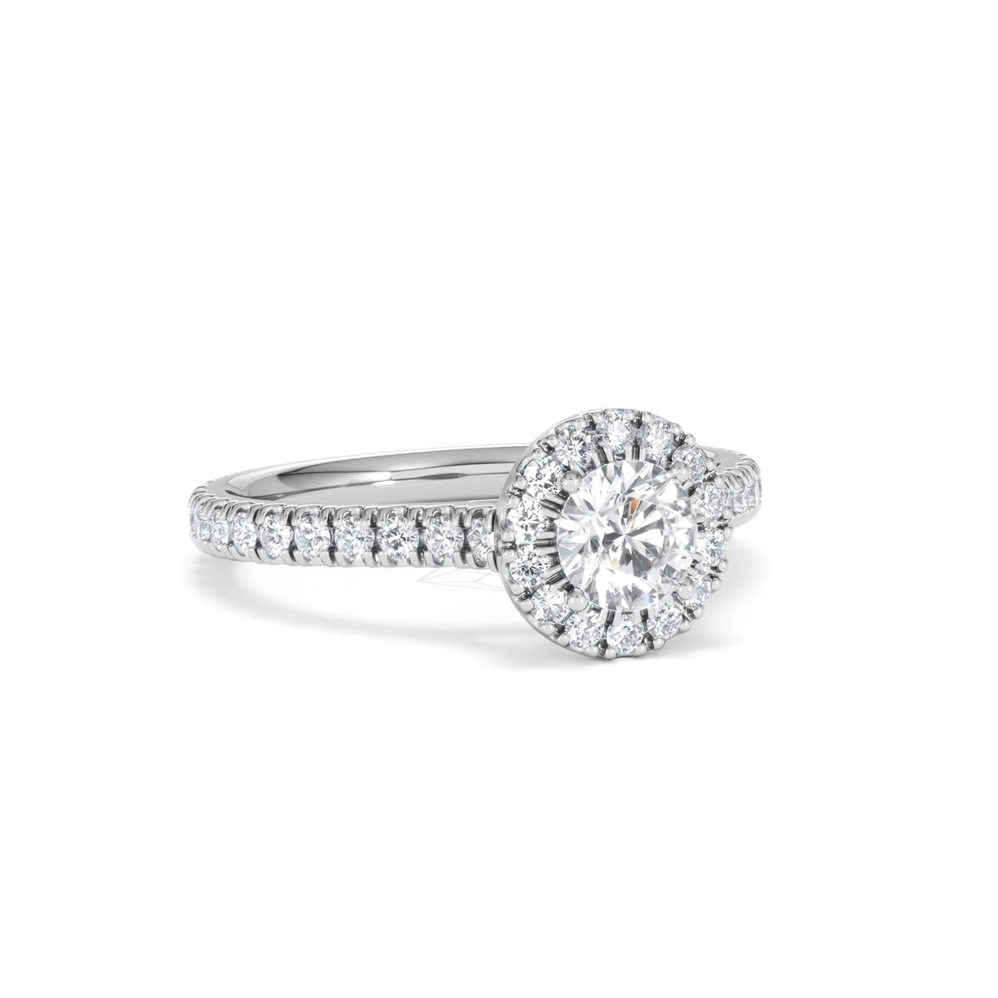 Reina Lab Diamond Halo Engagement Ring in 18K White Gold 1.10ct F/VS1