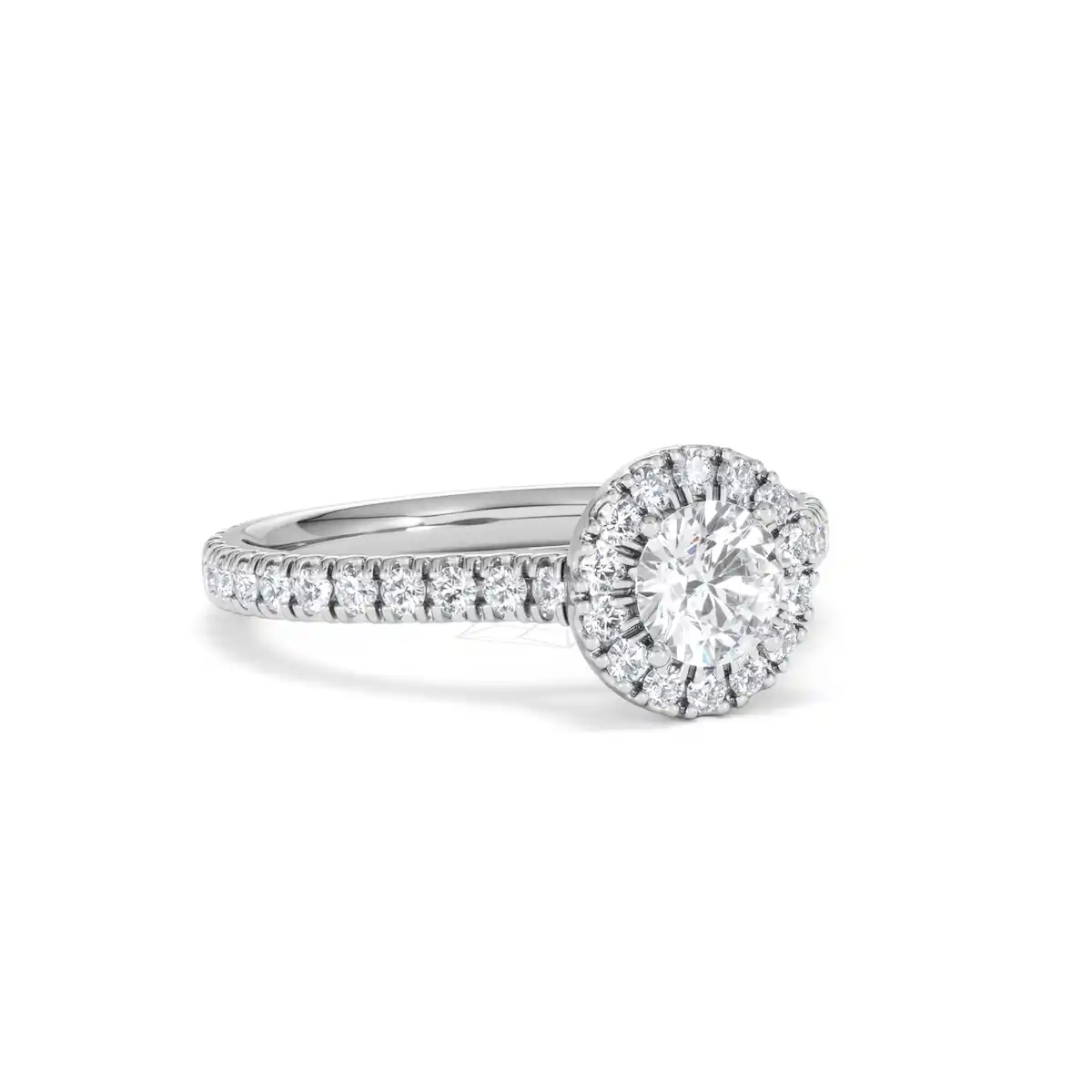 Reina Lab Diamond Halo Engagement Ring in 18K White Gold 1.10ct F/VS1