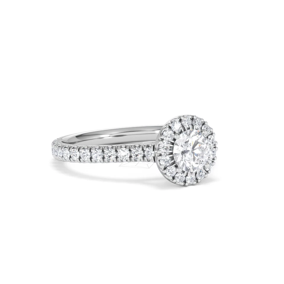 Reina Diamond Halo Engagement Ring in 18K White Gold 1.10ct G/SI2