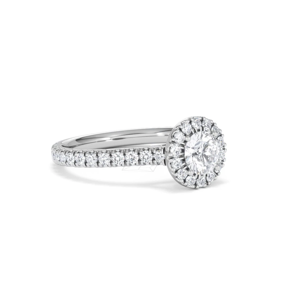 Reina Diamond Halo Engagement Ring in 18K White Gold 1.10ct G/SI2