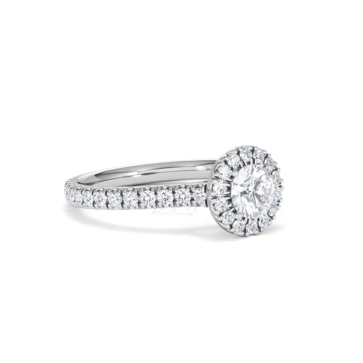 Reina Lab Diamond Halo Engagement Ring in 18K White Gold 1.10ct F/VS1
