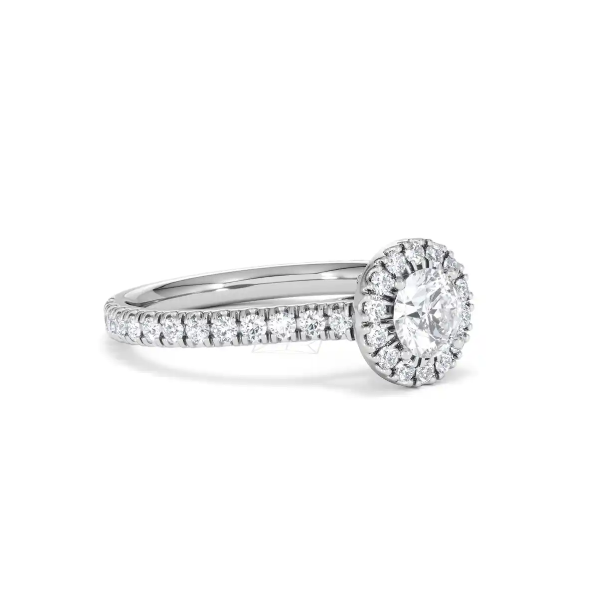 Reina Lab Diamond Halo Engagement Ring in 18K White Gold 1.10ct F/VS1