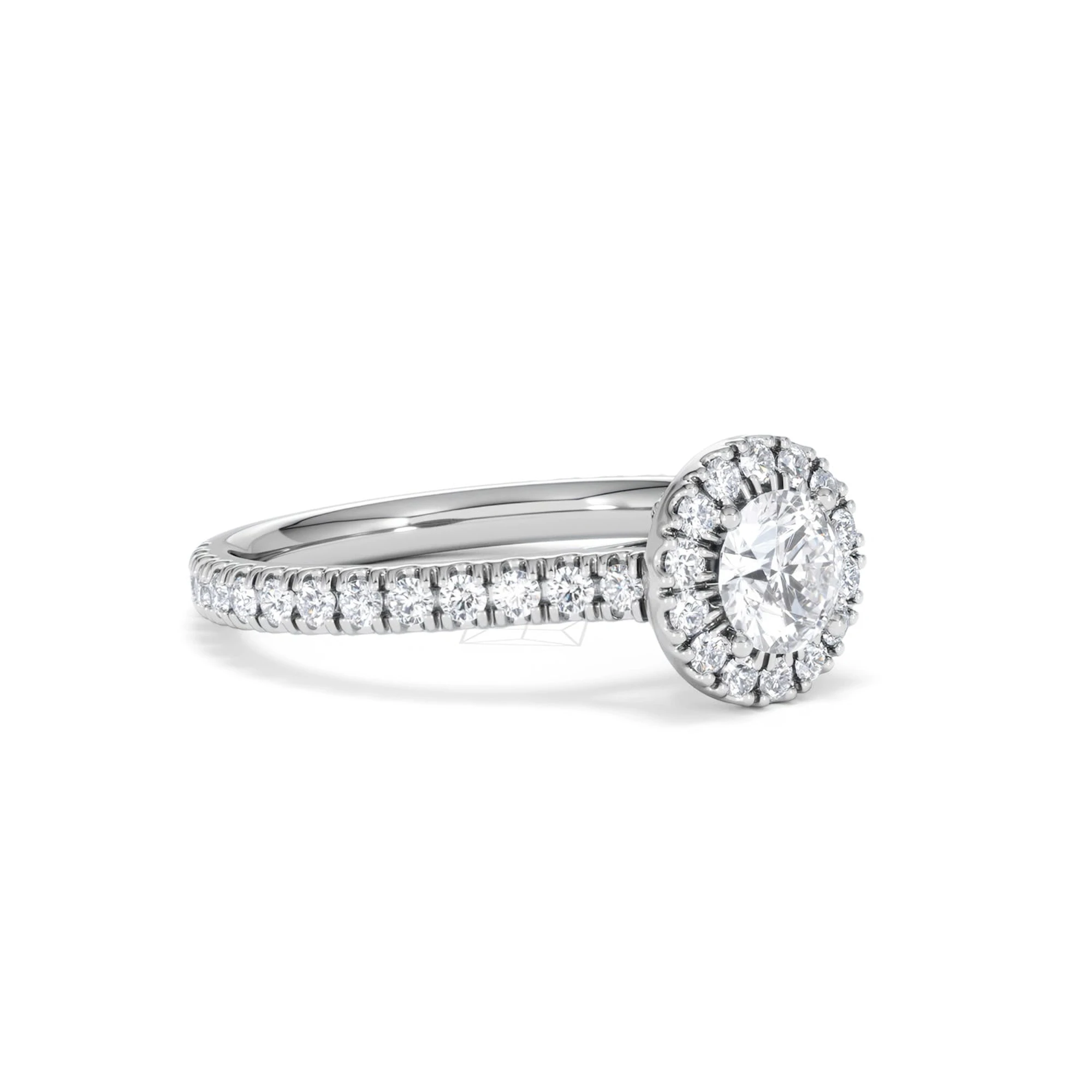 Reina Lab Diamond Halo Engagement Ring in 18K White Gold 1.10ct F/VS1