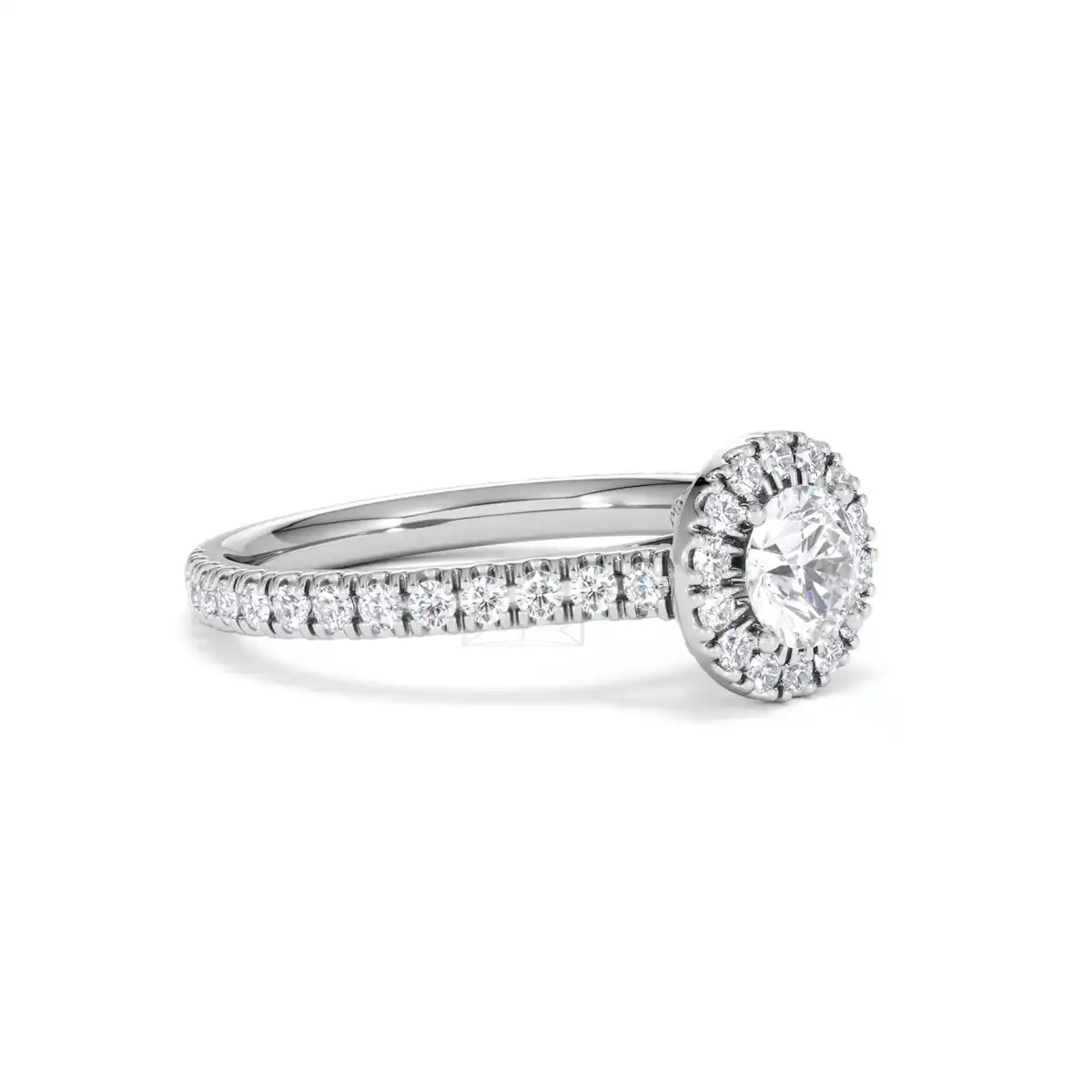 Reina Lab Diamond Halo Engagement Ring in 18K White Gold 1.10ct F/VS1