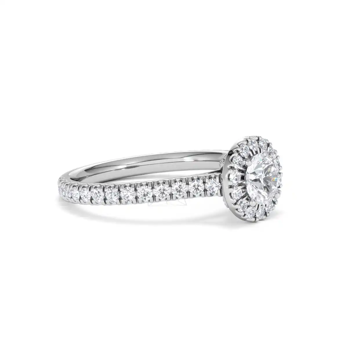 Reina Lab Diamond Halo Engagement Ring in 18K White Gold 1.10ct F/VS1